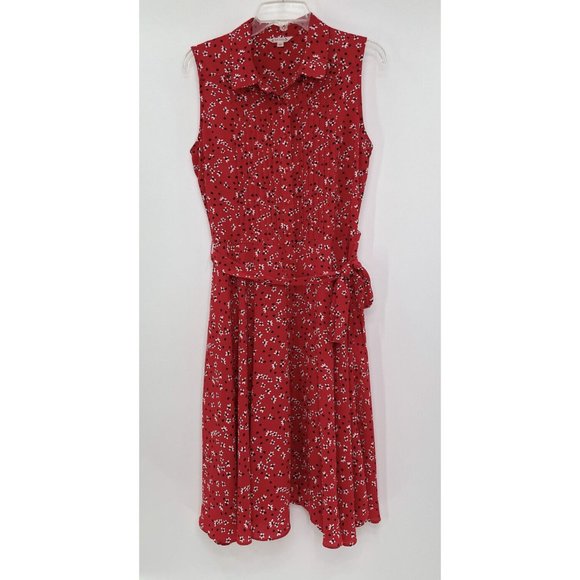Nanette Lepore Dresses & Skirts - Nanette Lepore Women’s Floral Button Collared Red Sleeveless Dress Lined Size 10